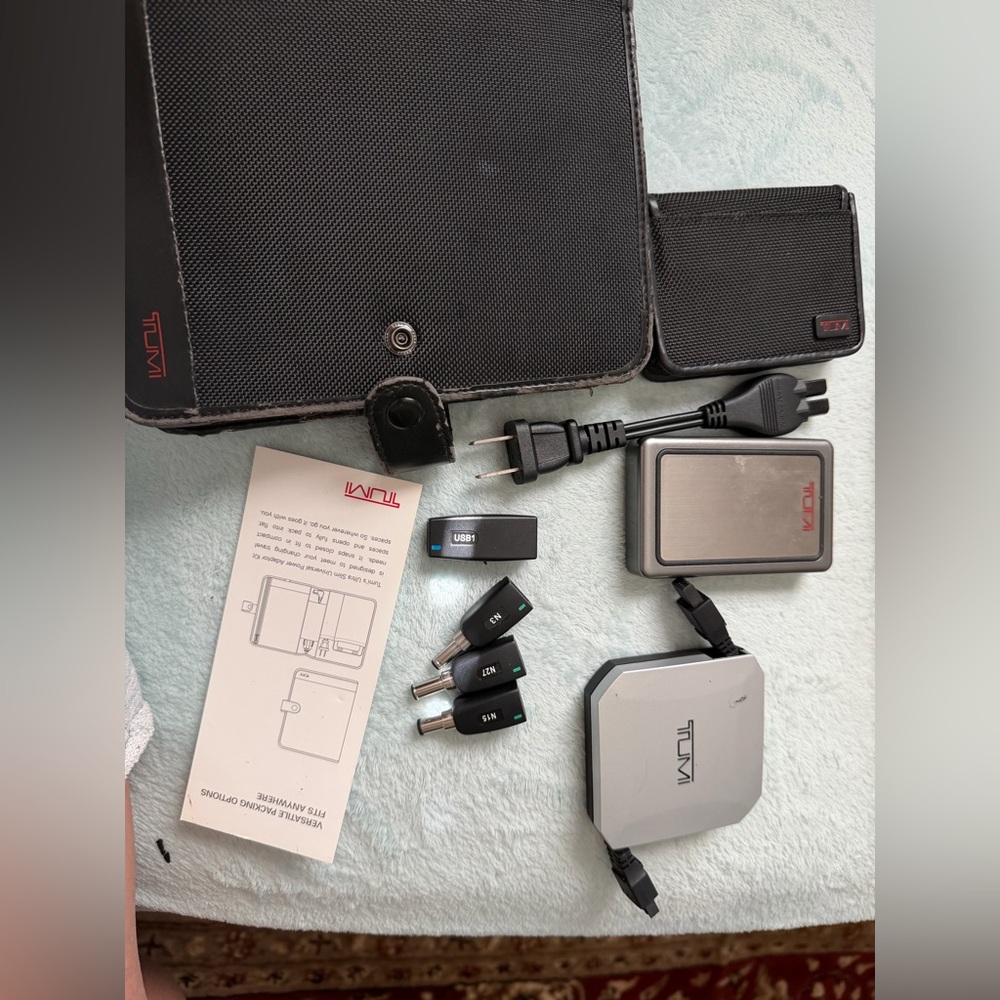 Tumi Black and Gray Travel Adapter Kit